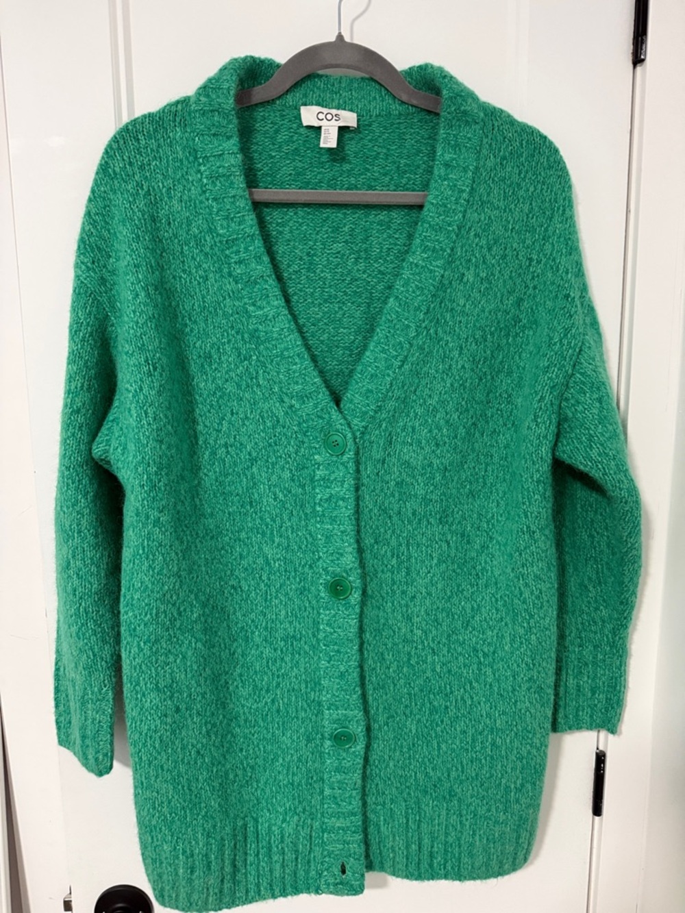 COS Emerald Green Alpaca
Wool blend V-Neck Button Cardigan